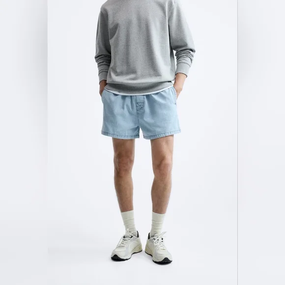 ZARA CROPPED DENIM BERMUDA SHORTS - Picture 2 of 10
